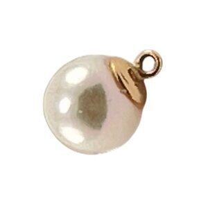 14K Gold Pearl Charm Pendant